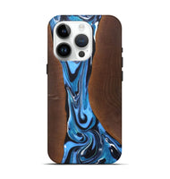 iPhone 15 Pro Wood+Resin Live Edge Phone Case - Parker (Blue, 722025)