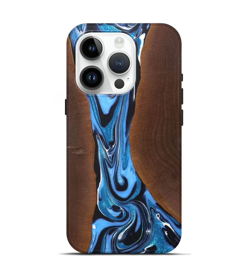 iPhone 15 Pro Wood+Resin Live Edge Phone Case - Parker (Blue, 722025)