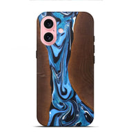 iPhone 16 Wood+Resin Live Edge Phone Case - Parker (Blue, 722025)