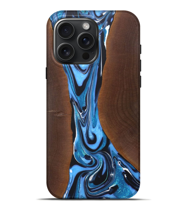 iPhone 16 Pro Max Wood+Resin Live Edge Phone Case - Parker (Blue, 722025)