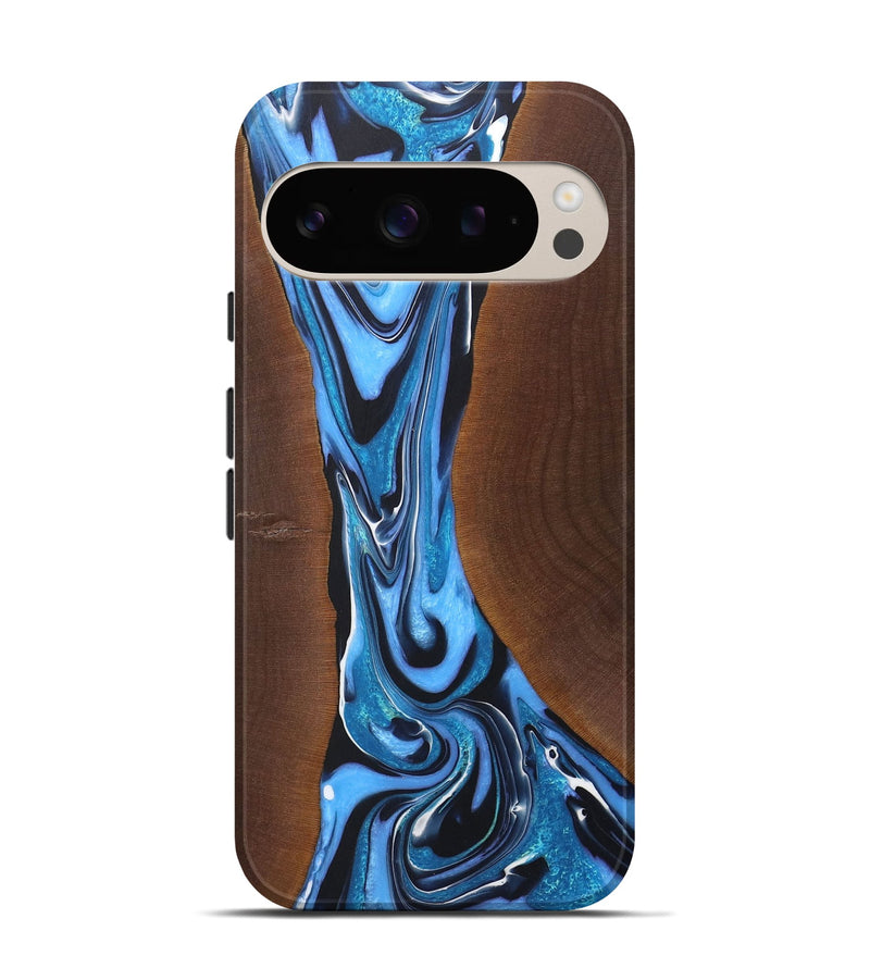 Pixel 9 Wood+Resin Live Edge Phone Case - Parker (Blue, 722025)