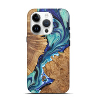 iPhone 15 Pro Wood+Resin Live Edge Phone Case - Fannie (Blue, 722027)