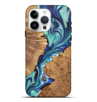 iPhone 15 Pro Max Wood+Resin Live Edge Phone Case - Fannie (Blue, 722027)