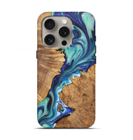 iPhone 16 Pro Wood+Resin Live Edge Phone Case - Fannie (Blue, 722027)