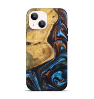 iPhone 14 Wood+Resin Live Edge Phone Case - Ryker (Teal & Gold, 722030)