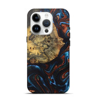 iPhone 15 Pro Wood+Resin Live Edge Phone Case - Wilbur (Teal & Gold, 722031)