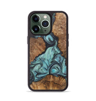 iPhone 13 Pro Wood+Resin Phone Case - Emilio (Green, 722037)