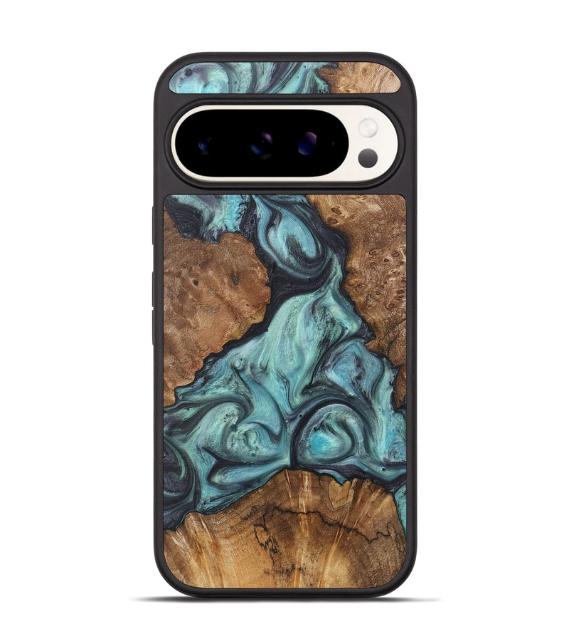 Pixel 9 Wood+Resin Phone Case - Emilio (Green, 722037)