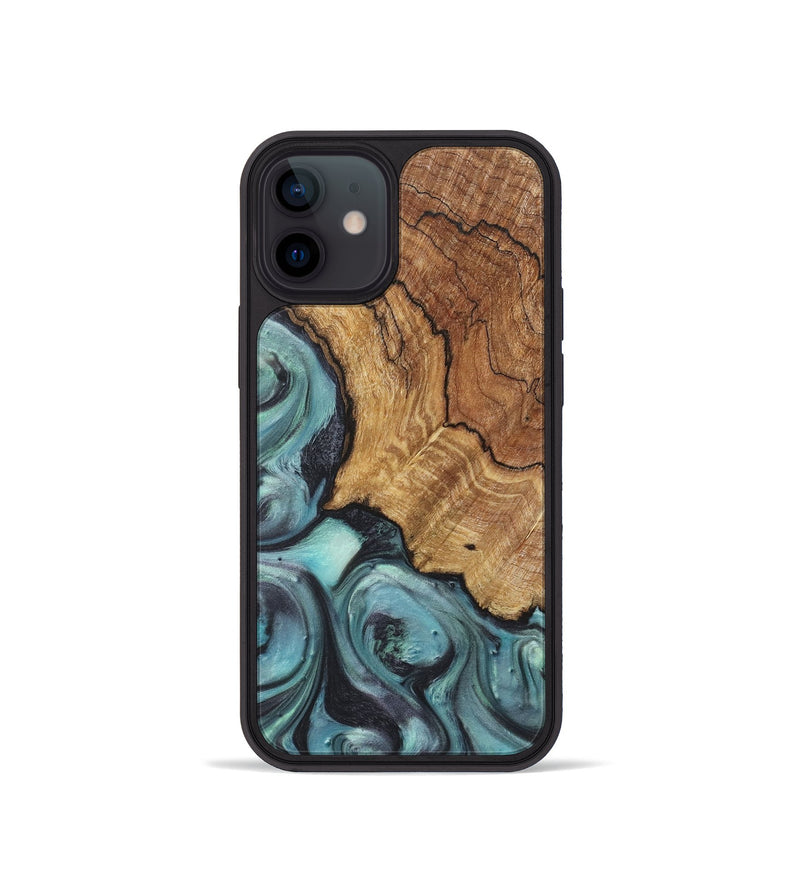 iPhone 12 mini Wood+Resin Phone Case - Natalie (Green, 722038)