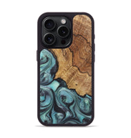 iPhone 15 Pro Wood+Resin Phone Case - Natalie (Green, 722038)