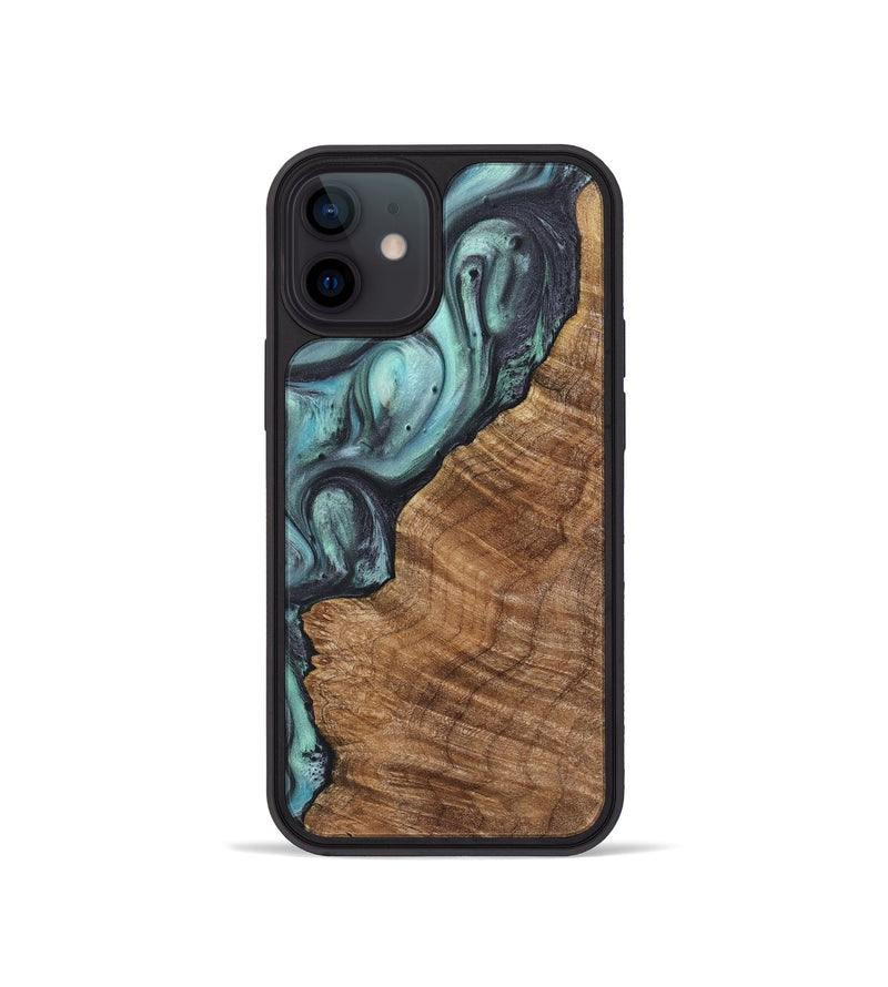 iPhone 12 mini Wood+Resin Phone Case - Jane (Green, 722039)