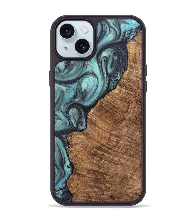 iPhone 15 Plus Wood+Resin Phone Case - Jane (Green, 722039)