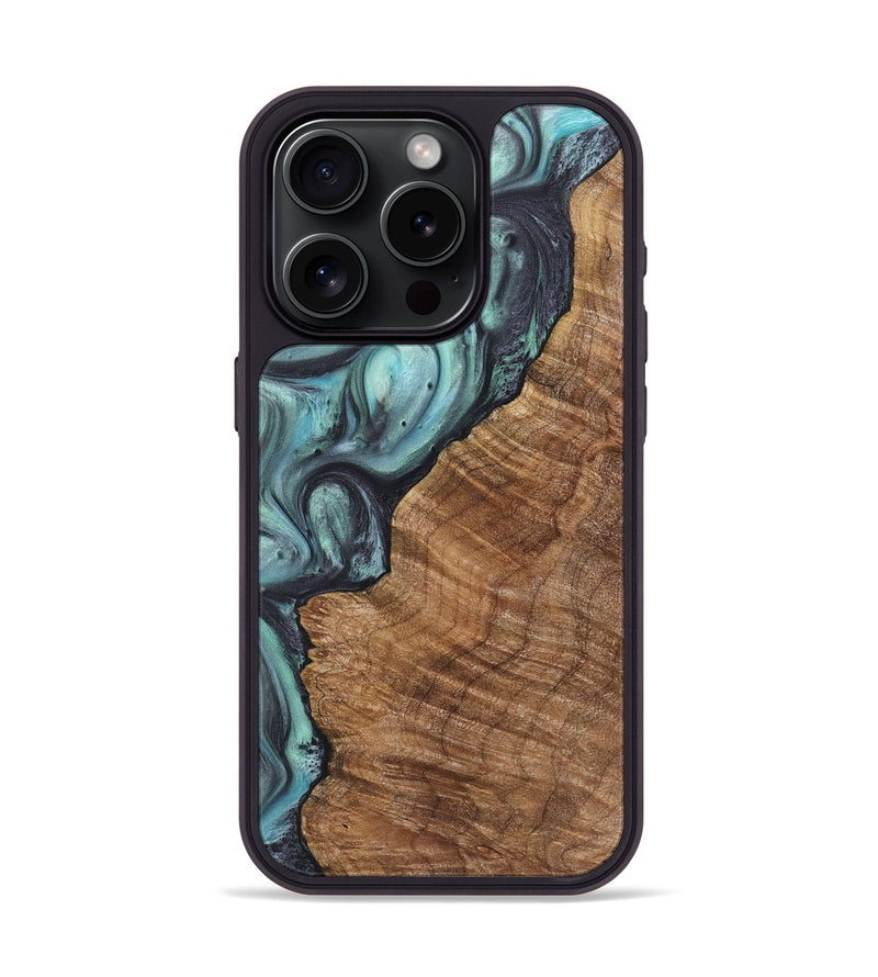 iPhone 15 Pro Wood+Resin Phone Case - Jane (Green, 722039)