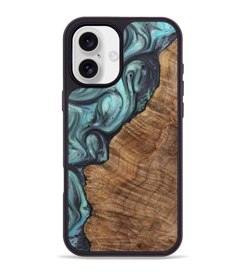 iPhone 16 Plus Wood+Resin Phone Case - Jane (Green, 722039)