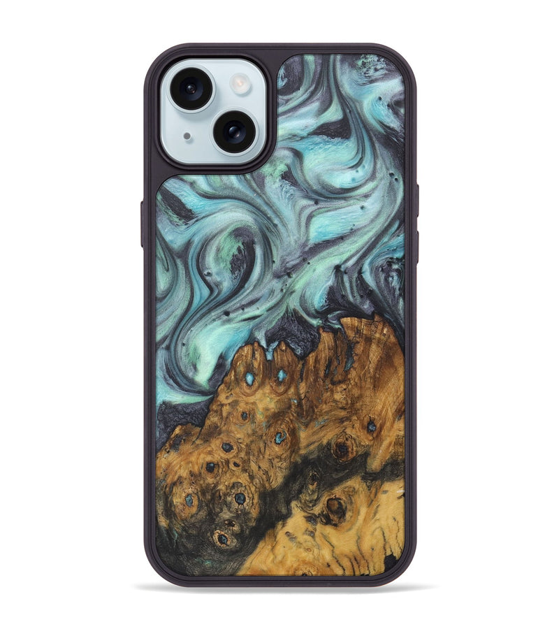 iPhone 15 Plus Wood+Resin Phone Case - Breanna (Green, 722040)