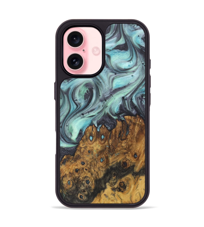 iPhone 16 Wood+Resin Phone Case - Breanna (Green, 722040)