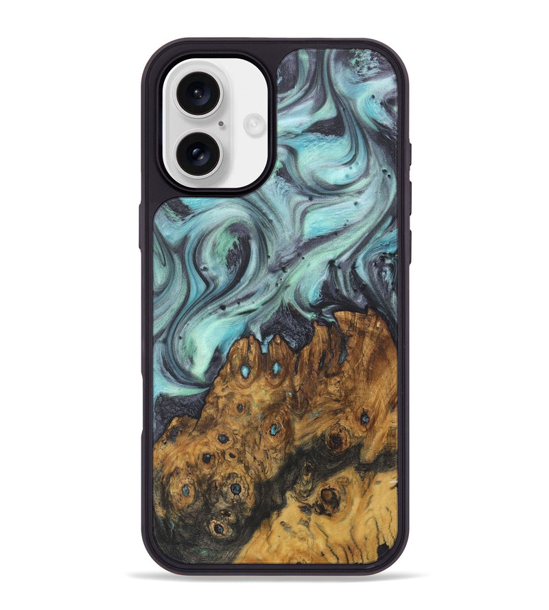 iPhone 16 Plus Wood+Resin Phone Case - Breanna (Green, 722040)