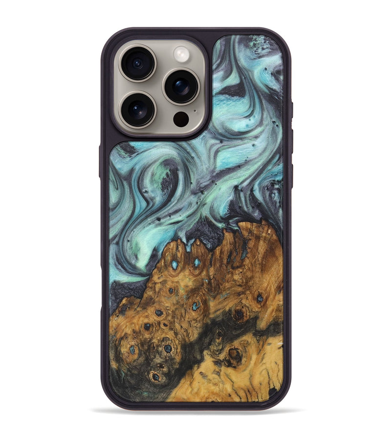 iPhone 16 Pro Max Wood+Resin Phone Case - Breanna (Green, 722040)