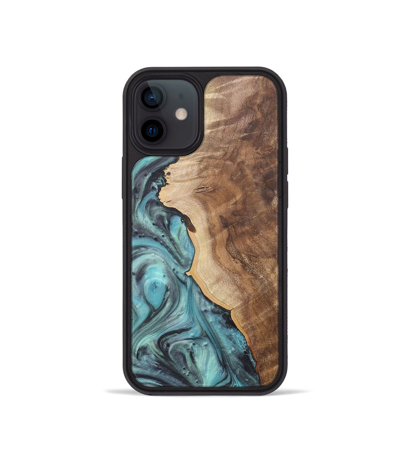 iPhone 12 mini Wood+Resin Phone Case - Danica (Green, 722041)