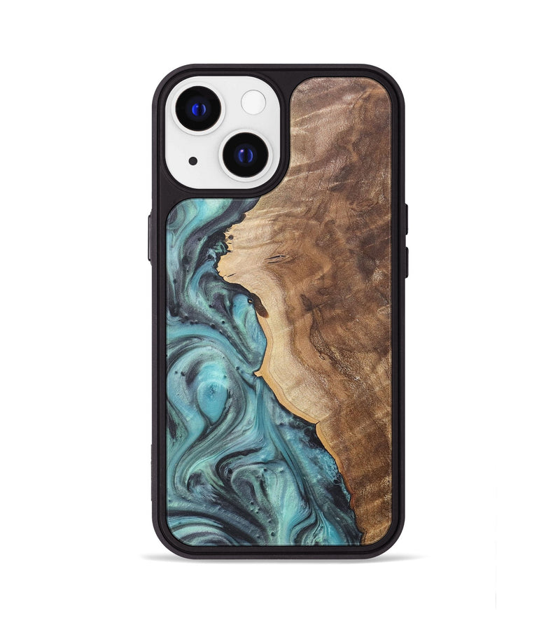 iPhone 13 Wood+Resin Phone Case - Danica (Green, 722041)