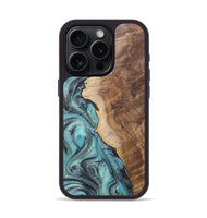 iPhone 15 Pro Wood+Resin Phone Case - Danica (Green, 722041)