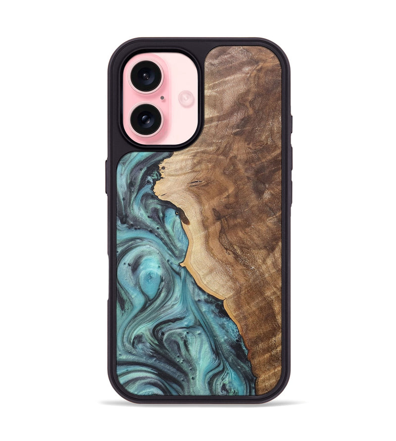 iPhone 16 Wood+Resin Phone Case - Danica (Green, 722041)