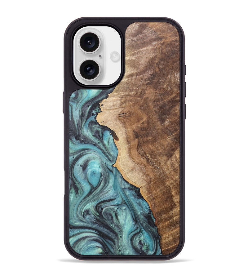 iPhone 16 Plus Wood+Resin Phone Case - Danica (Green, 722041)