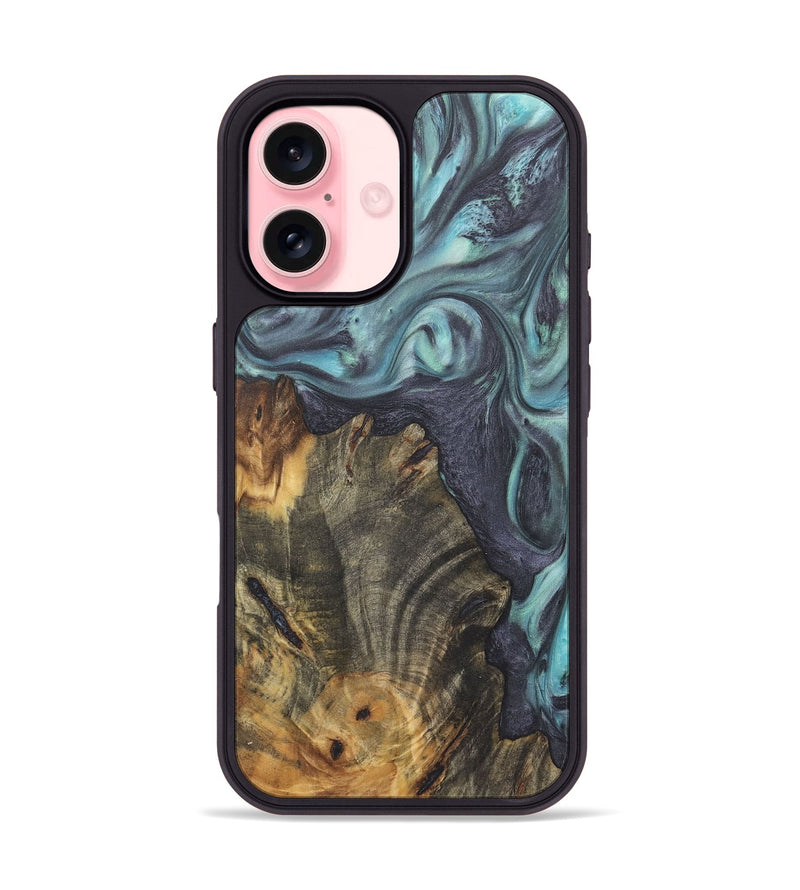 iPhone 16 Wood+Resin Phone Case - Debby (Green, 722042)