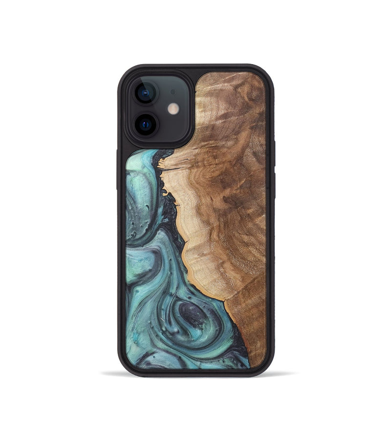 iPhone 12 mini Wood+Resin Phone Case - Madeline (Green, 722044)