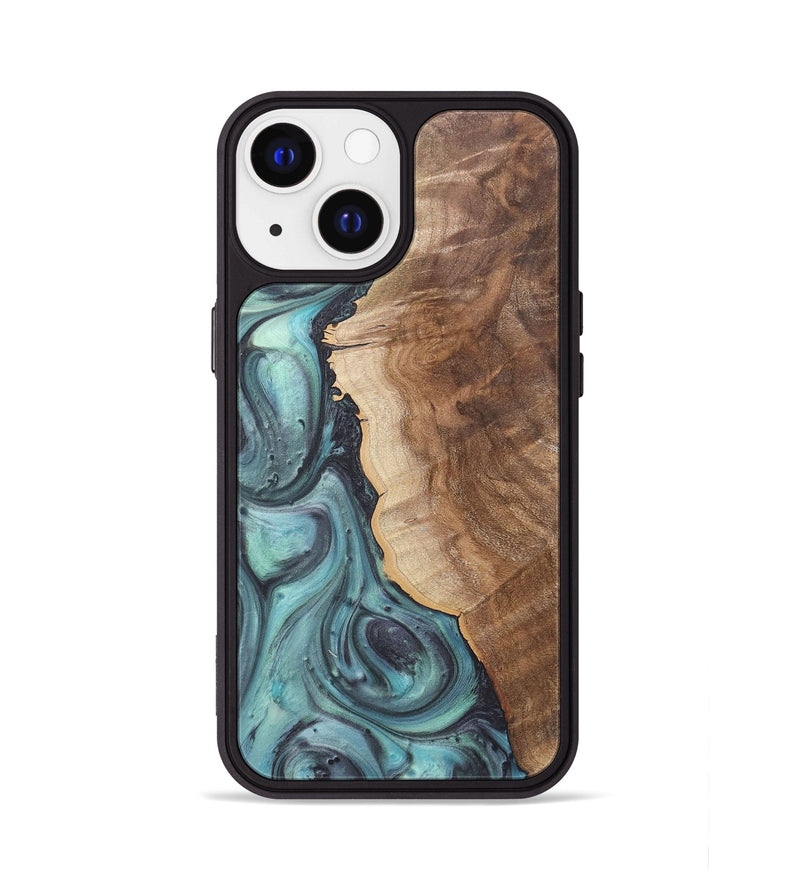 iPhone 13 Wood+Resin Phone Case - Madeline (Green, 722044)