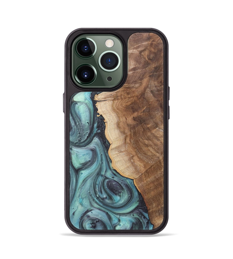 iPhone 13 Pro Wood+Resin Phone Case - Madeline (Green, 722044)