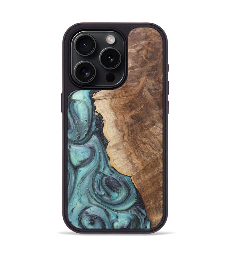 iPhone 15 Pro Wood+Resin Phone Case - Madeline (Green, 722044)