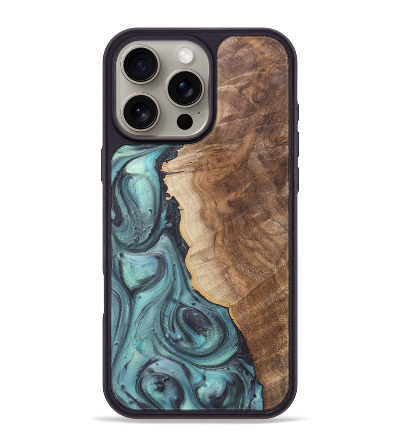 iPhone 16 Pro Max Wood+Resin Phone Case - Madeline (Green, 722044)