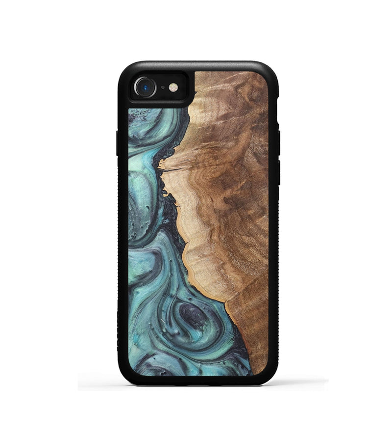 iPhone SE Wood+Resin Phone Case - Madeline (Green, 722044)