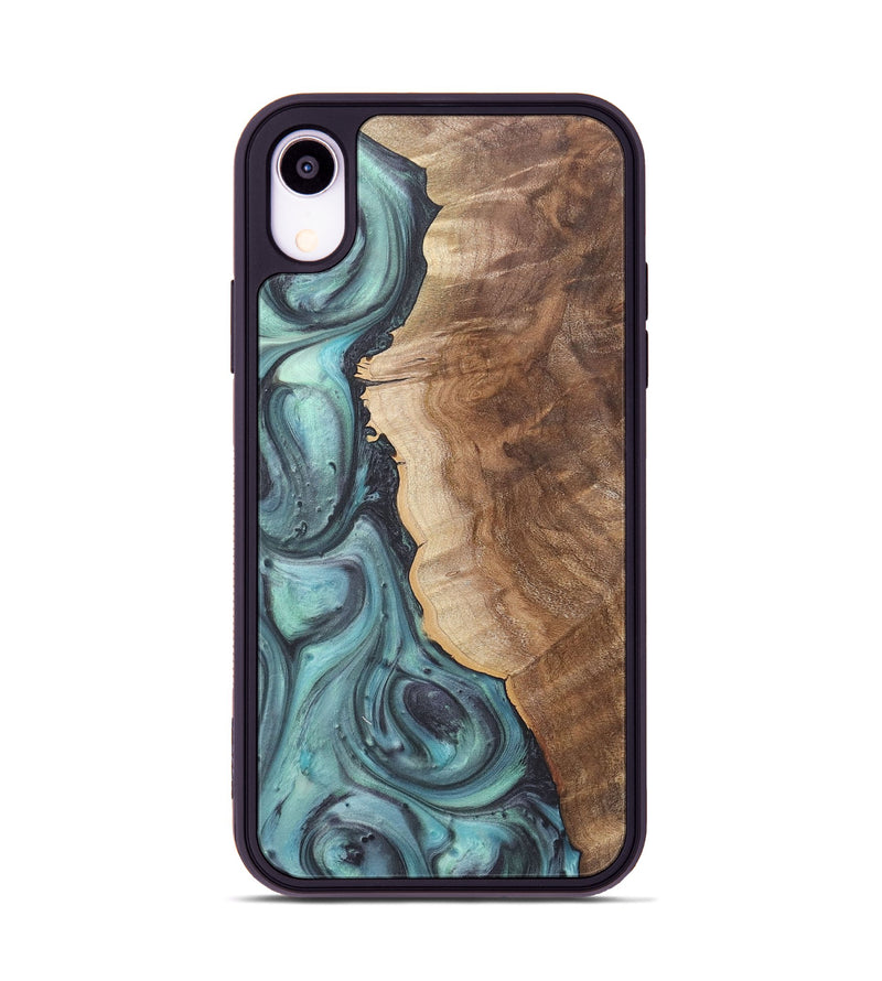 iPhone Xr Wood+Resin Phone Case - Madeline (Green, 722044)