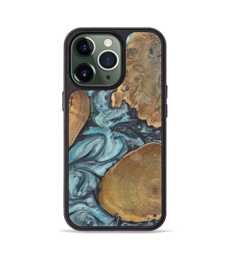 iPhone 13 Pro Wood+Resin Phone Case - Cathleen (Green, 722045)