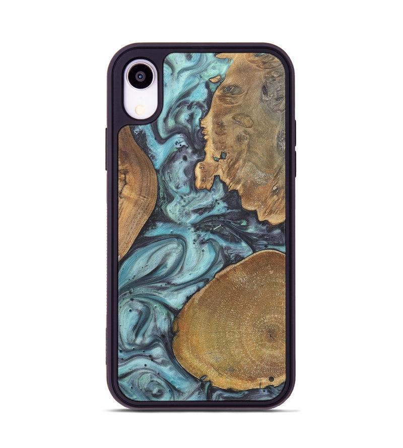 iPhone Xr Wood+Resin Phone Case - Cathleen (Green, 722045)