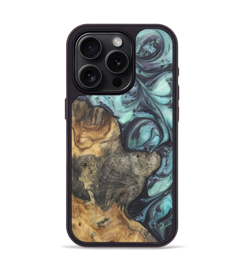 iPhone 15 Pro Wood+Resin Phone Case - Emma (Blue, 722046)