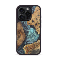 iPhone 16 Pro Wood+Resin Phone Case - Brandy (Blue, 722047)