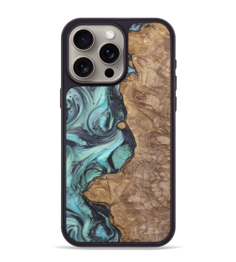 iPhone 15 Pro Max Wood+Resin Phone Case - Pablo (Blue, 722049)