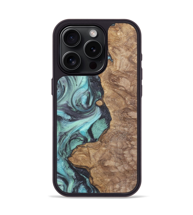 iPhone 15 Pro Wood+Resin Phone Case - Pablo (Blue, 722049)