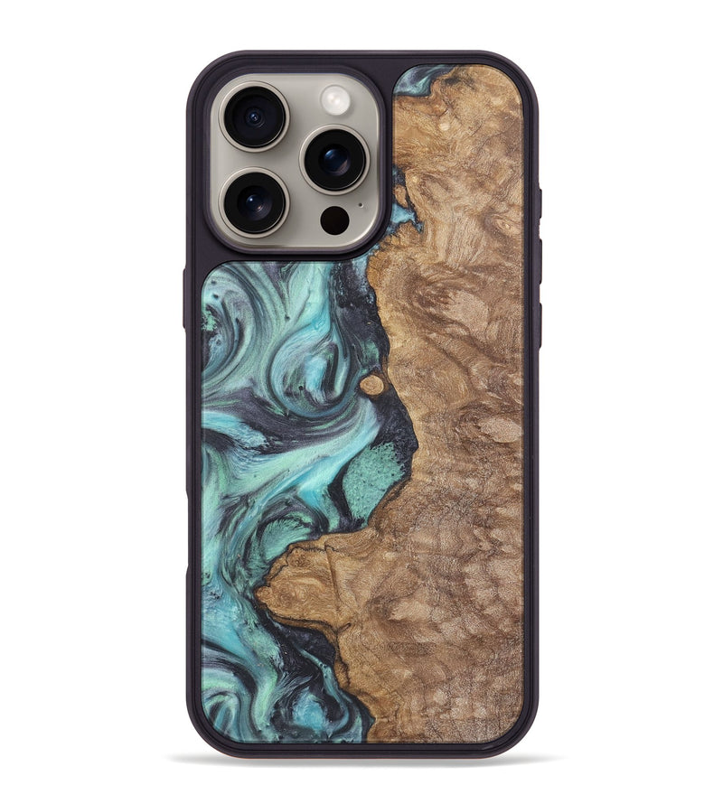 iPhone 16 Pro Max Wood+Resin Phone Case - Pablo (Blue, 722049)