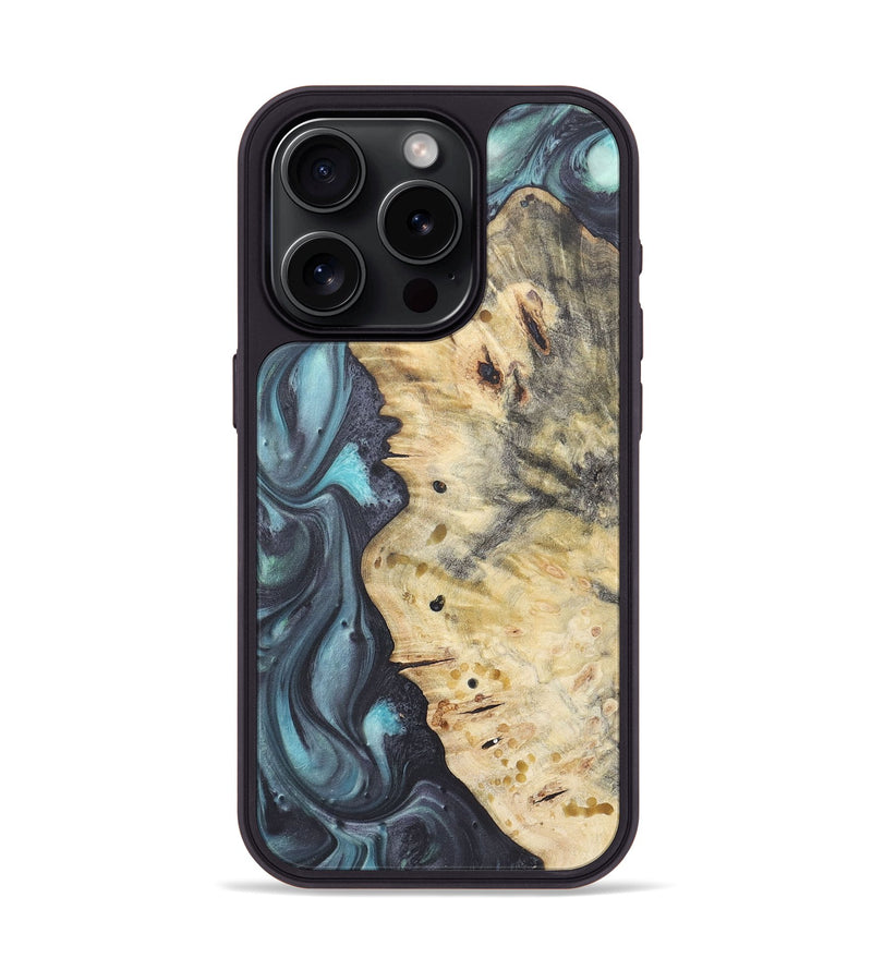 iPhone 15 Pro Wood+Resin Phone Case - Paige (Blue, 722050)