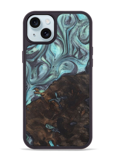 iPhone 15 Plus Wood+Resin Phone Case - Willie (Blue, 722051)