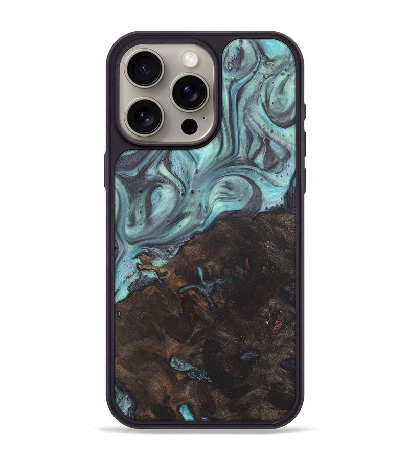 iPhone 15 Pro Max Wood+Resin Phone Case - Willie (Blue, 722051)