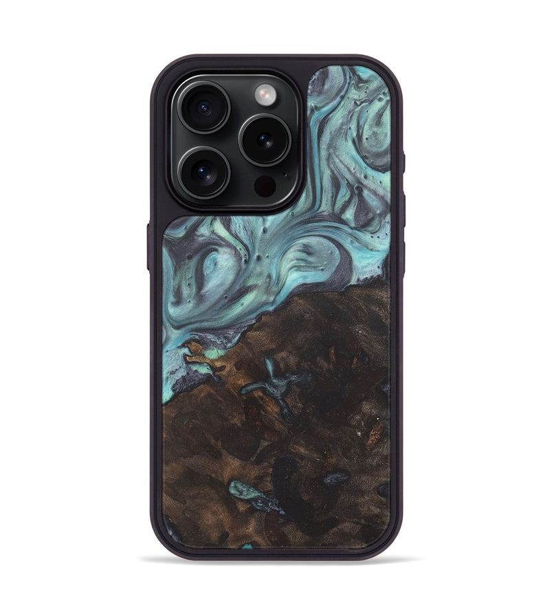 iPhone 15 Pro Wood+Resin Phone Case - Willie (Blue, 722051)