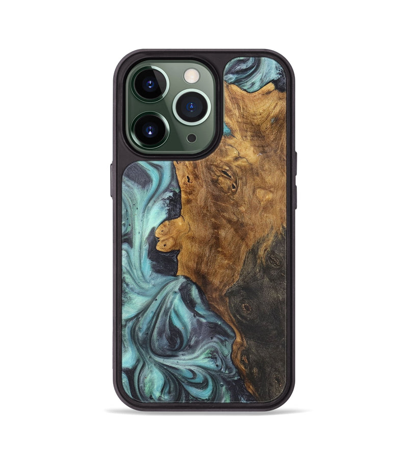 iPhone 13 Pro Wood+Resin Phone Case - Britney (Blue, 722052)