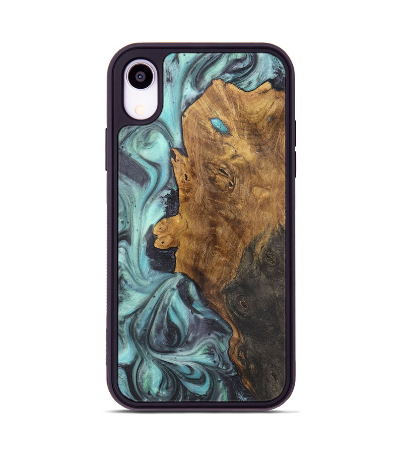 iPhone Xr Wood+Resin Phone Case - Britney (Blue, 722052)