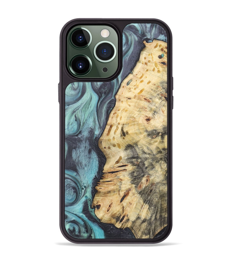 iPhone 13 Pro Max Wood+Resin Phone Case - Cynthia (Blue, 722053)