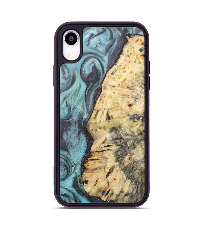 iPhone Xr Wood+Resin Phone Case - Cynthia (Blue, 722053)